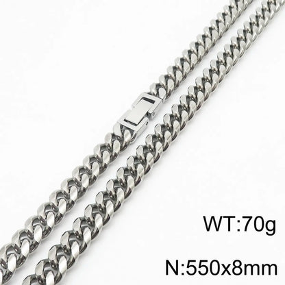 Simple Style Solid Color Titanium Steel Chain Men'S Necklace