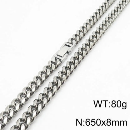 Simple Style Solid Color Titanium Steel Chain Men'S Necklace