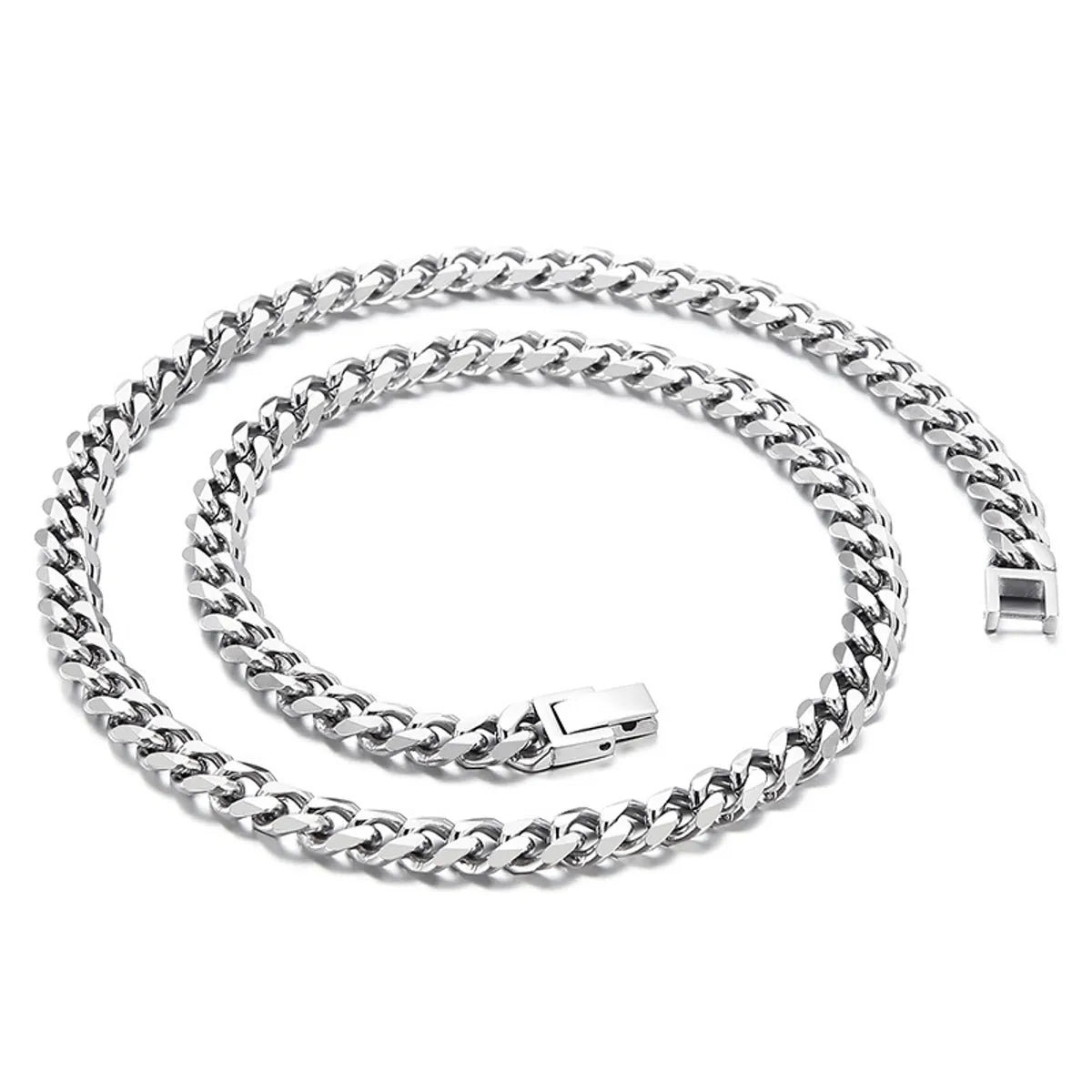 Simple Style Solid Color Titanium Steel Chain Men'S Necklace