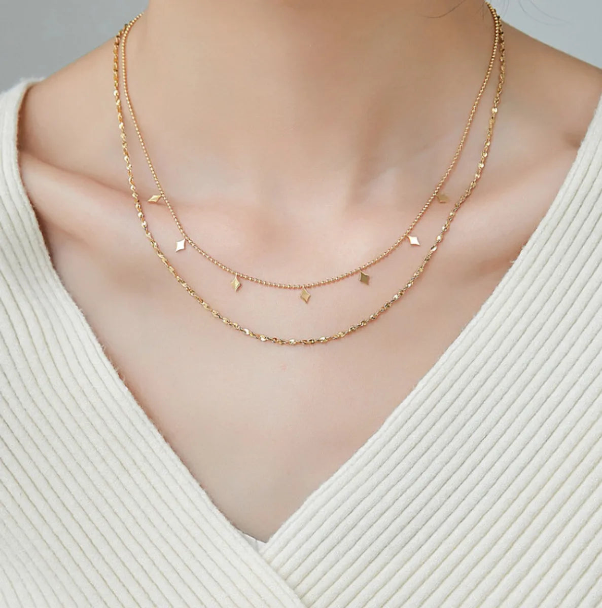 Simple Style Solid Color Titanium Steel Chain Necklace