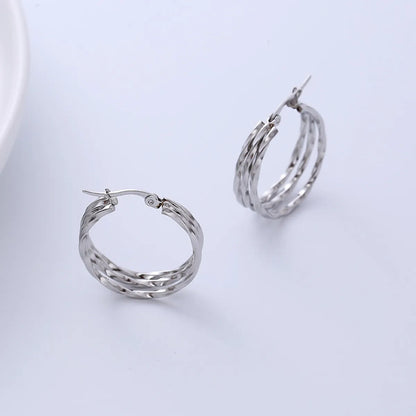 Simple Style Solid Color Titanium Steel Earrings Plating Stainless Steel Earrings