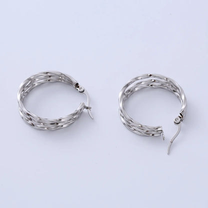 Simple Style Solid Color Titanium Steel Earrings Plating Stainless Steel Earrings