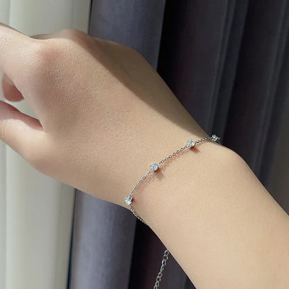 Simple Style Solid Color Titanium Steel Inlay Zircon Bracelets