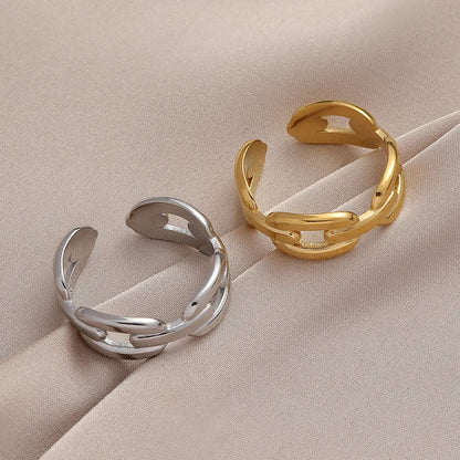 Simple Style Solid Color Titanium Steel Open Ring