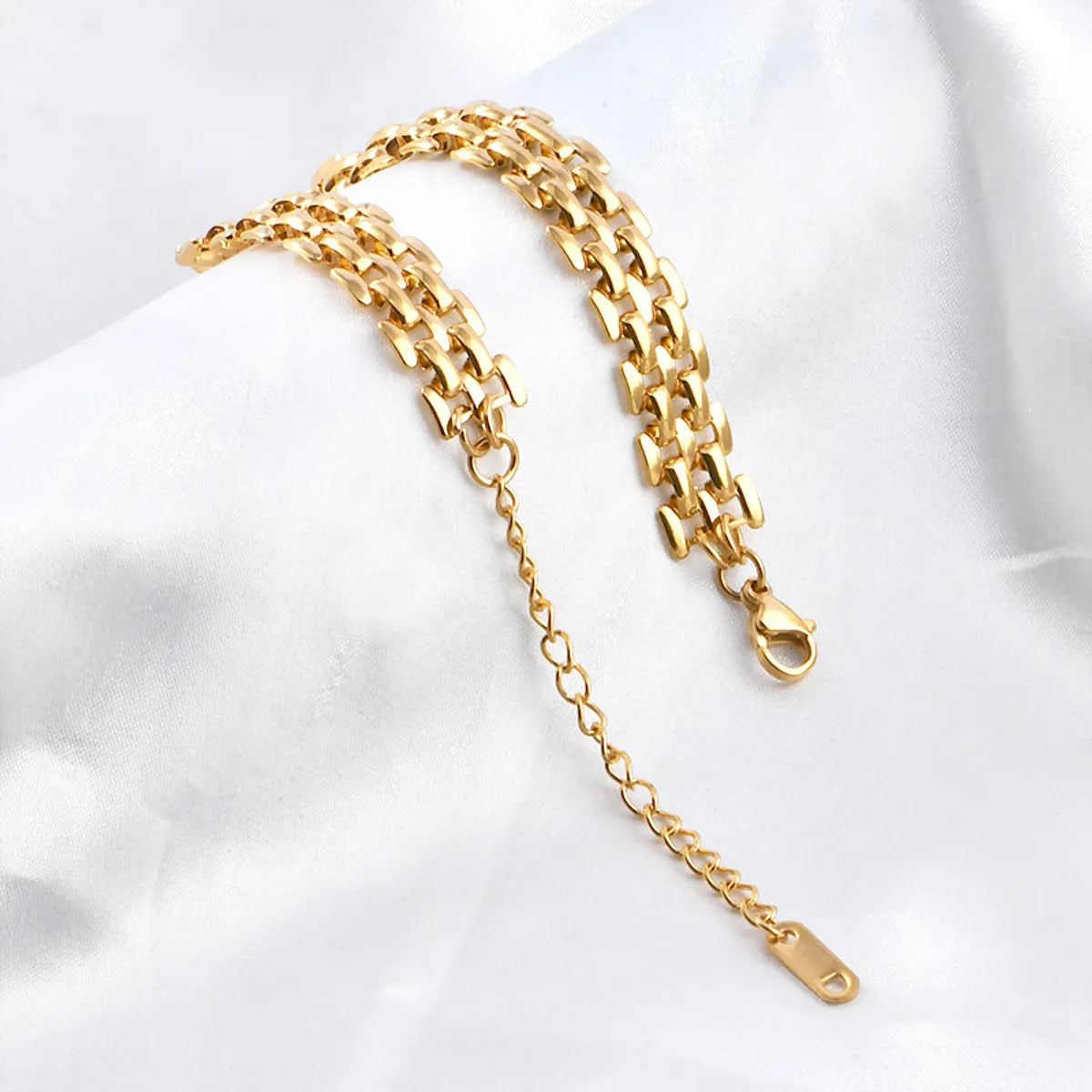 Simple Style Solid Color Titanium Steel Plating 18k Gold Plated Bracelets