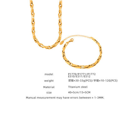 Wholesale Jewelry Simple Style Solid Color Titanium Steel 18K Gold Plated Plating Jewelry Set