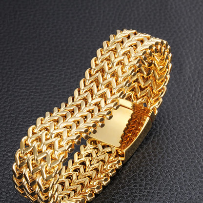 Simple Style Solid Color Titanium Steel Plating 18k Gold Plated Men's Bracelets