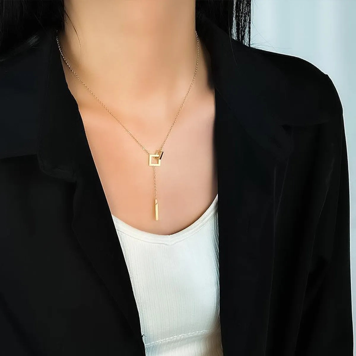 304 Stainless Steel 18K Gold Plated Simple Style Plating Solid Color Necklace