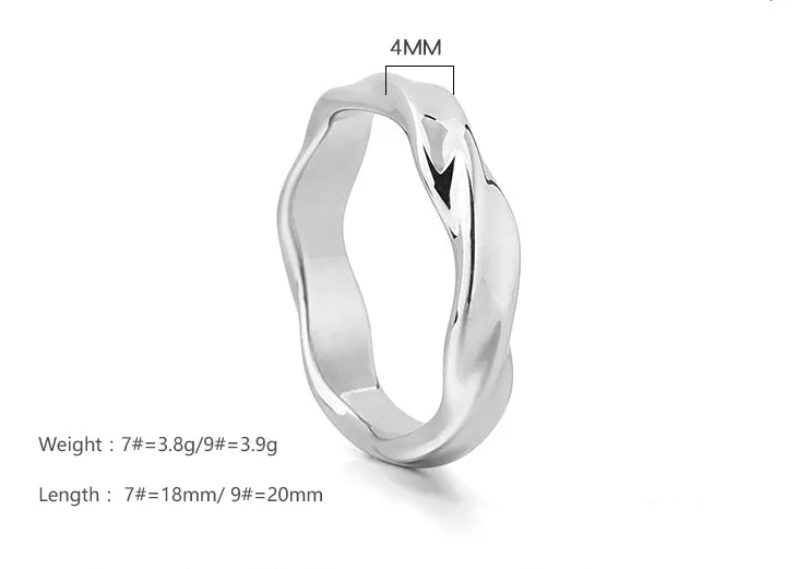 304 Stainless Steel Simple Style Plating Solid Color Rings