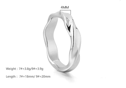 304 Stainless Steel Simple Style Plating Solid Color Rings