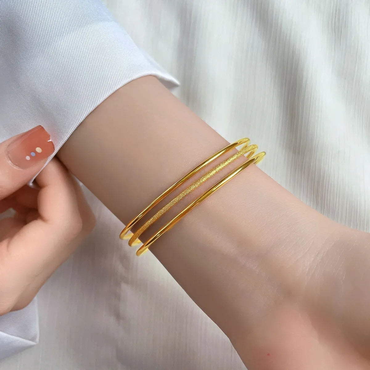 Simple Style Solid Color Titanium Steel Plating Bangle