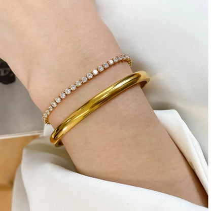 Simple Style Solid Color Titanium Steel Plating Bangle