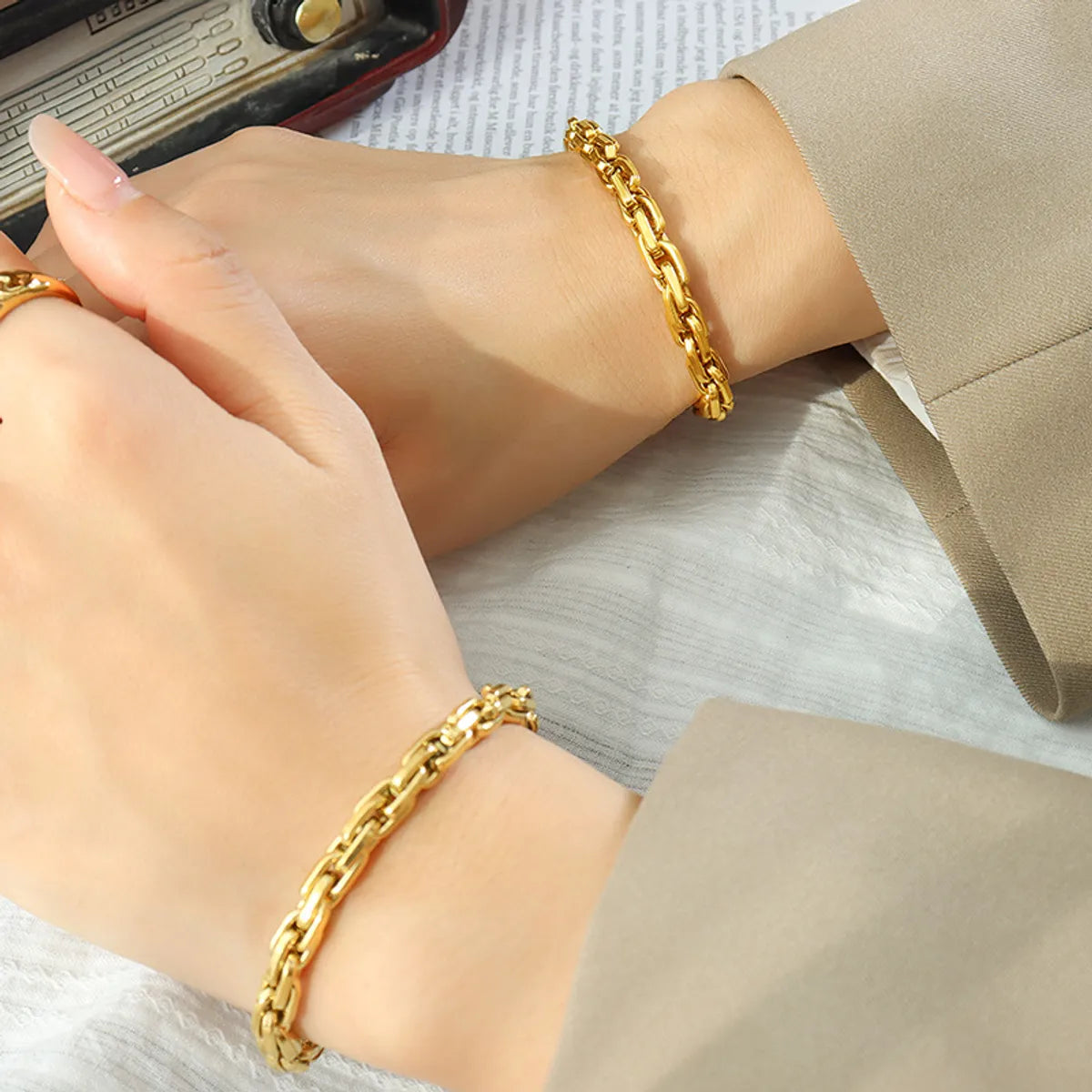 Simple Style Solid Color Titanium Steel Plating Bracelets 1 Piece