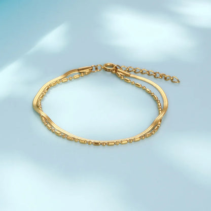 Simple Style Solid Color 304 Stainless Steel 18K Gold Plated Bracelets In Bulk