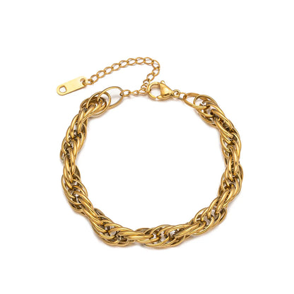 Simple Style Solid Color 304 Stainless Steel 18K Gold Plated Bracelets In Bulk