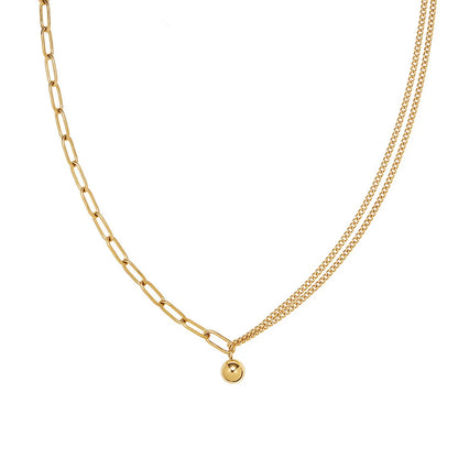 Simple Style Solid Color Titanium Steel Plating Chain 18k Gold Plated Pendant Necklace