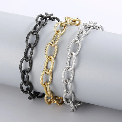 Simple Style Solid Color Titanium Steel Plating Chain Bracelets