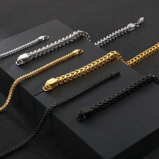 Simple Style Solid Color Titanium Steel Plating Chain 18K Gold Plated Men'S Bracelets