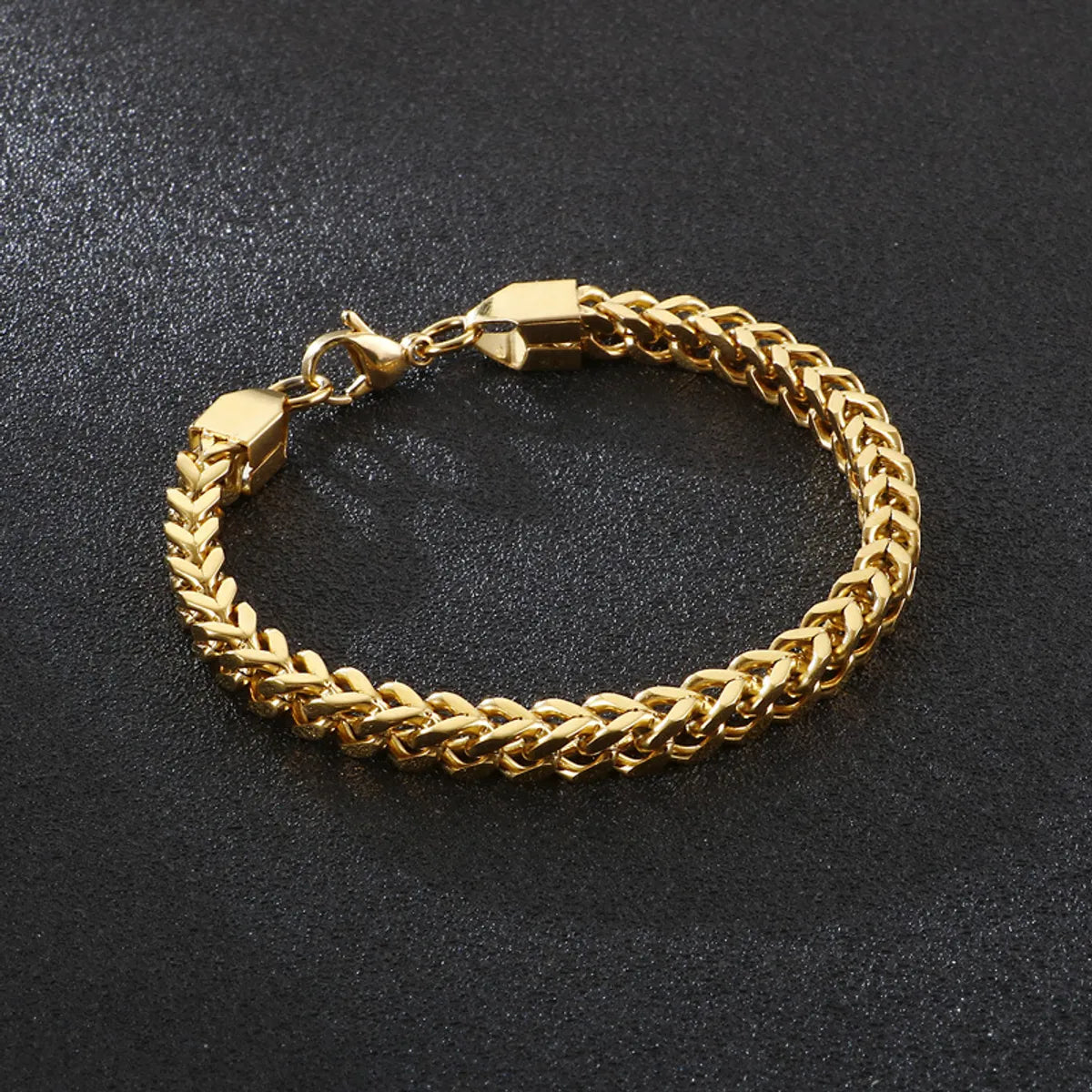 Simple Style Solid Color Titanium Steel Plating Chain 18K Gold Plated Men'S Bracelets