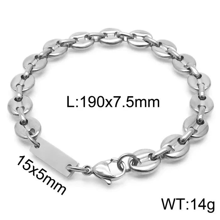 Simple Style Solid Color Titanium Steel Plating Chain 18K Gold Plated Men'S Bracelets