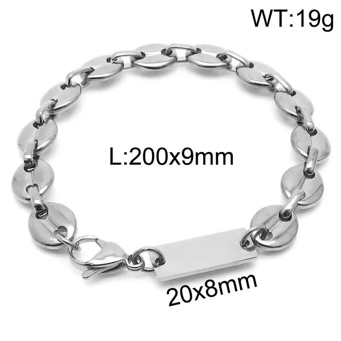 Simple Style Solid Color Titanium Steel Plating Chain 18K Gold Plated Men'S Bracelets