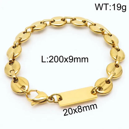 Simple Style Solid Color Titanium Steel Plating Chain 18K Gold Plated Men'S Bracelets