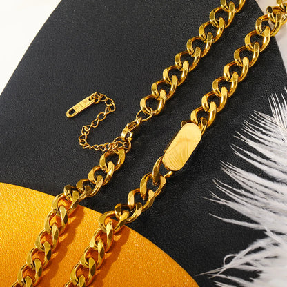 Simple Style Solid Color Titanium Steel Plating Chain Gold Plated Necklace