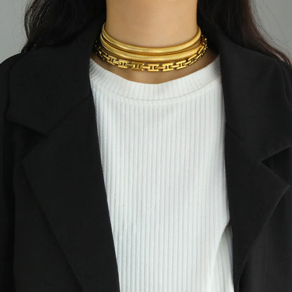 Simple Style Solid Color Titanium Steel Plating Choker