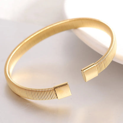 Simple Style Solid Color Titanium Steel Plating Cuff Bracelets