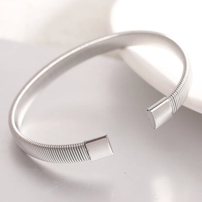 Simple Style Solid Color Titanium Steel Plating Cuff Bracelets