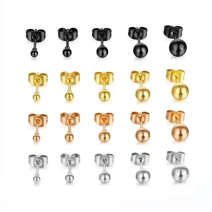 1 Pair Simple Style Solid Color Plating 201 Stainless Steel 18K Gold Plated Ear Studs