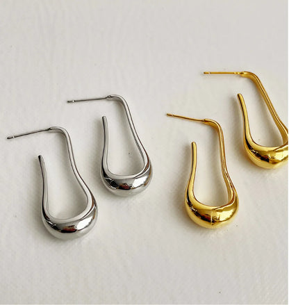 Simple Style Solid Color Titanium Steel Plating Earrings