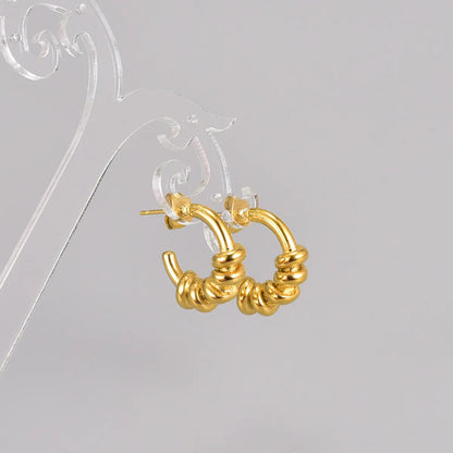 Simple Style Solid Color Titanium Steel Plating Earrings