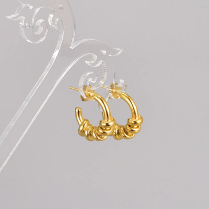 Simple Style Solid Color Titanium Steel Plating Earrings