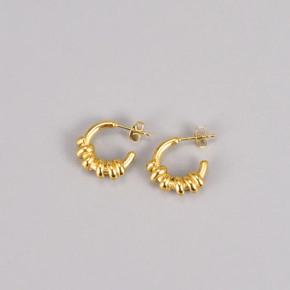 Simple Style Solid Color Titanium Steel Plating Earrings