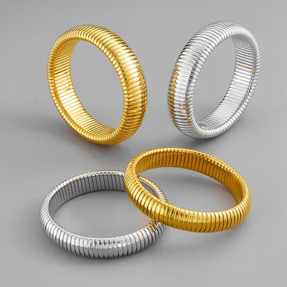 Simple Style Solid Color Titanium Steel Plating Gold Plated Bangle