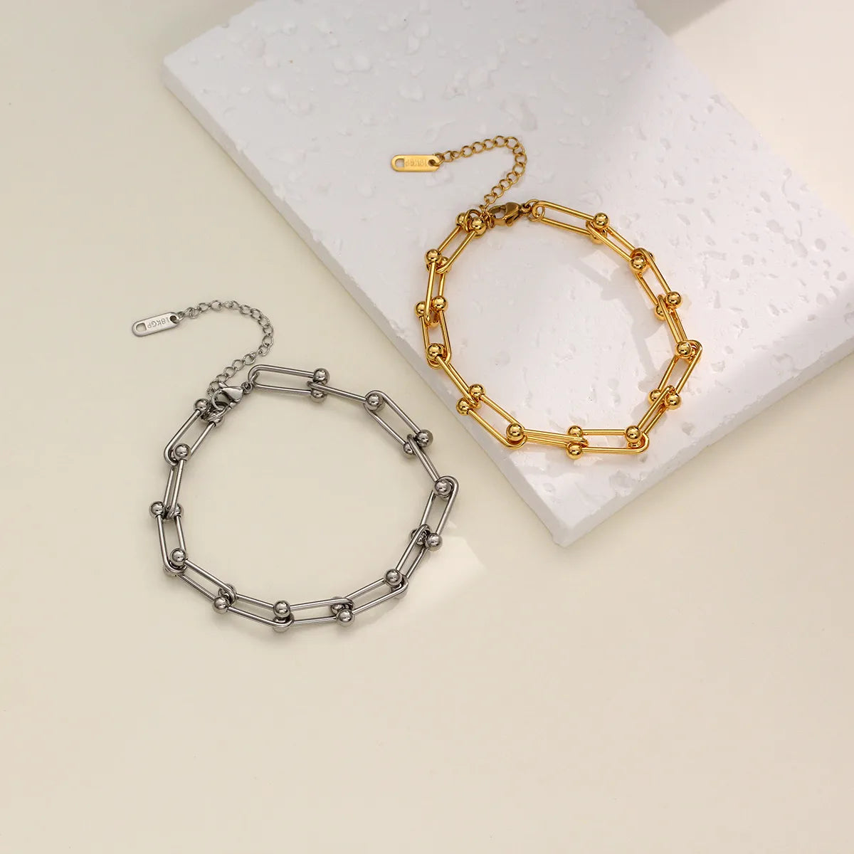 Simple Style Solid Color Titanium Steel Plating Gold Plated Bracelets