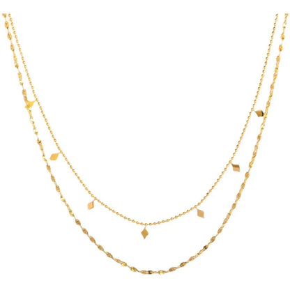 Simple Style Solid Color Titanium Steel Plating Gold Plated Layered Necklaces