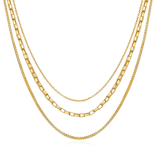 Simple Style Solid Color Titanium Steel Plating Gold Plated Layered Necklaces