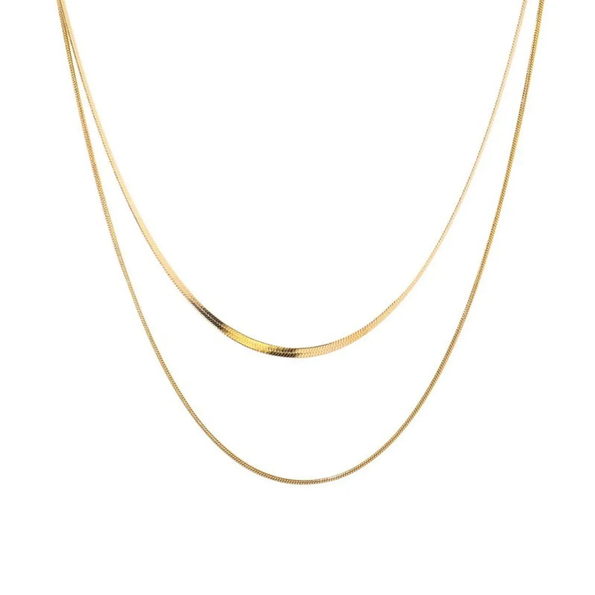 Simple Style Solid Color Titanium Steel Plating Gold Plated Layered Necklaces