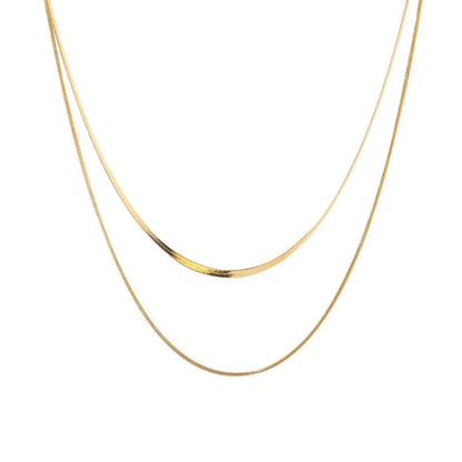 Simple Style Solid Color Titanium Steel Plating Gold Plated Layered Necklaces