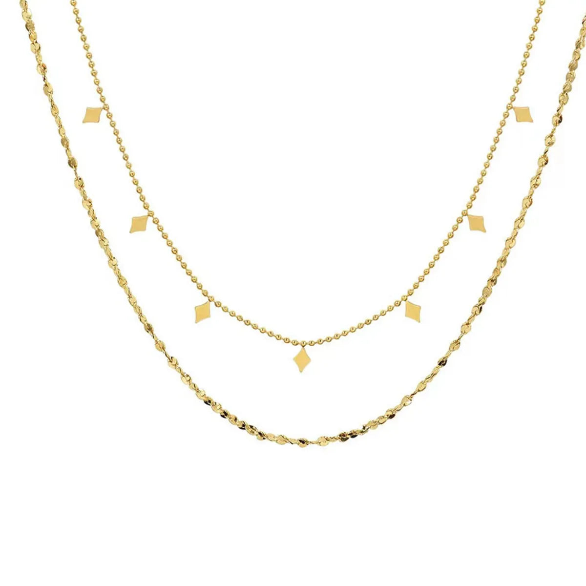 Simple Style Solid Color Titanium Steel Plating Gold Plated Layered Necklaces