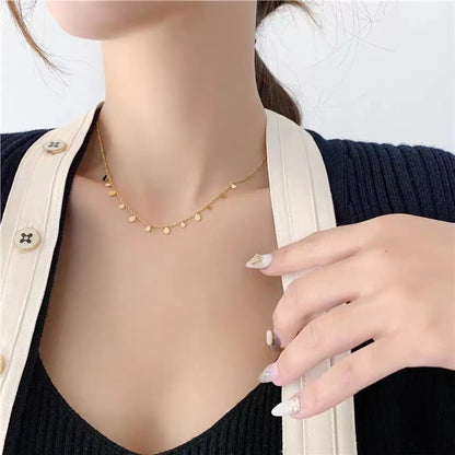 Simple Style Solid Color Titanium Steel Plating Gold Plated Necklace