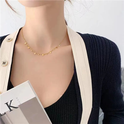 Simple Style Solid Color Titanium Steel Plating Gold Plated Necklace