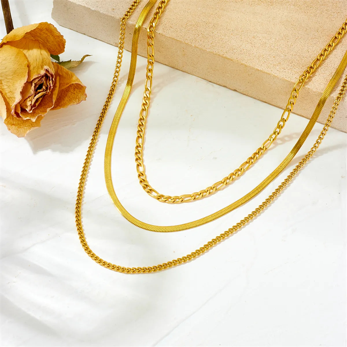 Simple Style Solid Color Titanium Steel Plating Gold Plated Pendant Necklace