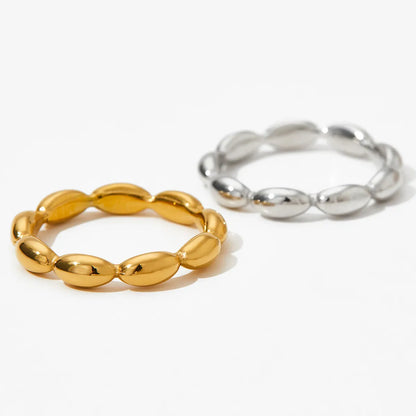 Simple Style Solid Color Titanium Steel Plating Gold Plated Rings