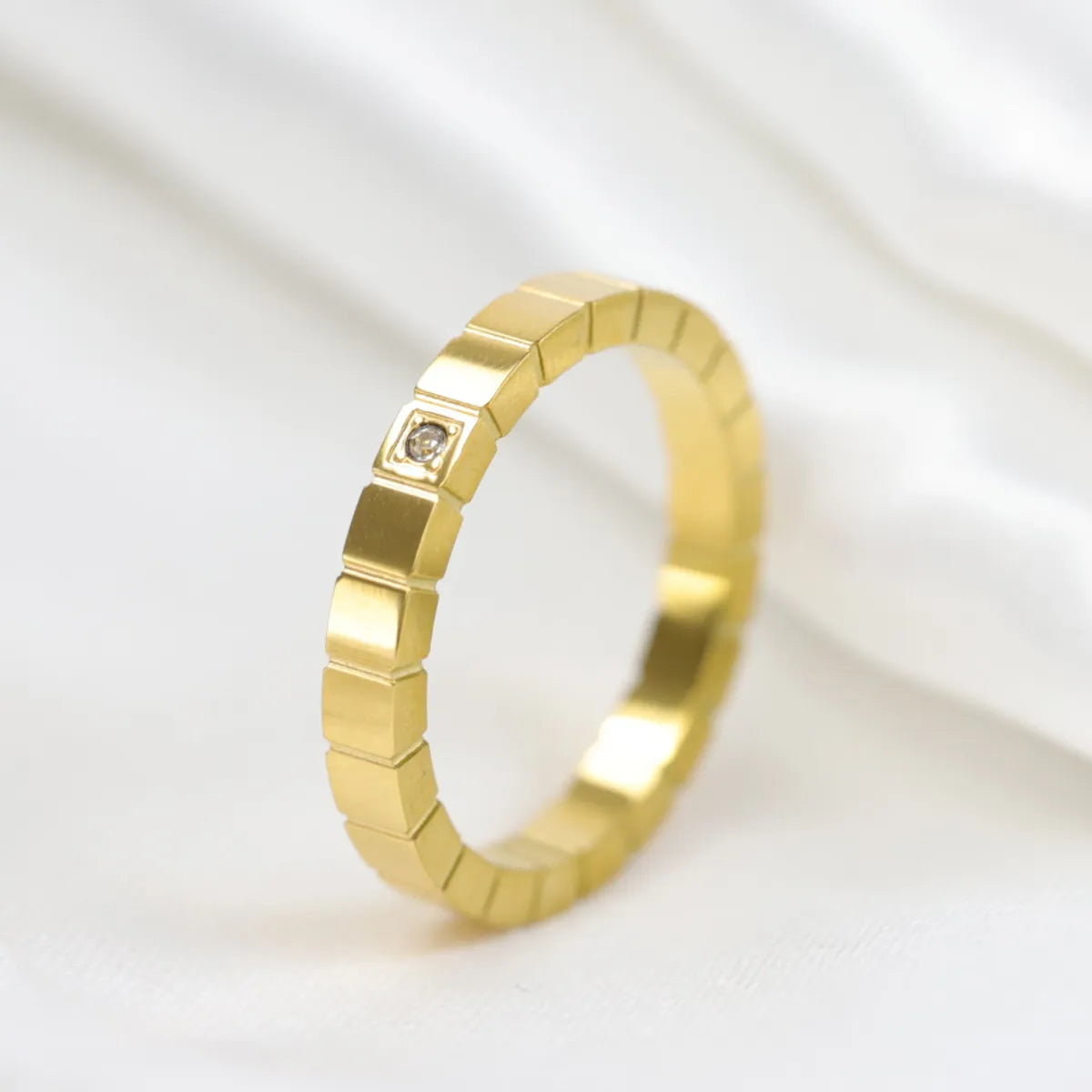 Simple Style Solid Color Titanium Steel Plating Gold Plated Rings