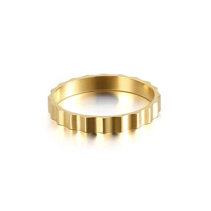 Wholesale Jewelry Simple Style Solid Color Titanium Steel 18K Gold Plated Plating Rings