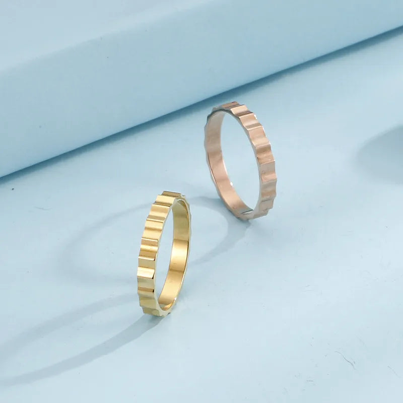 Wholesale Jewelry Simple Style Solid Color Titanium Steel 18K Gold Plated Plating Rings