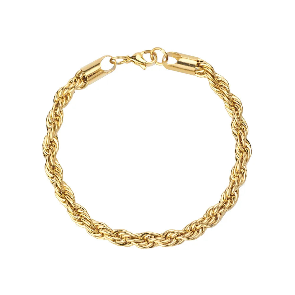 Simple Style Solid Color 304 Stainless Steel Plating 18K Gold Plated Unisex Bracelets